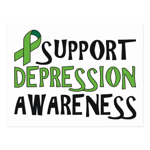 October Is Depression Awareness Month 2 a green ribbon on a white background