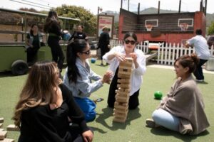 a group of women playing a game