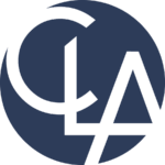 a blue circle with black letters